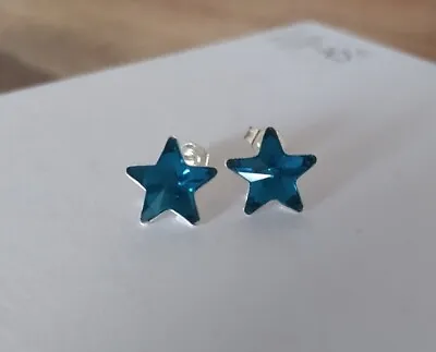 Warren James 925 Silver Stud Ocean Blue Star Earrings New • £13
