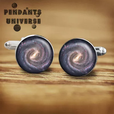 Solar System Planets Cuff Links Handmade Galaxy Cufflinks Platinum 16mm • $12.40