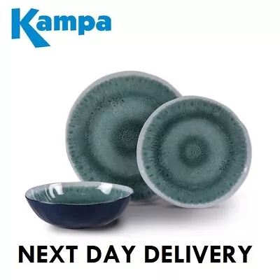 £30.99 • Buy Kampa Melamine 12 Piece Dinner Set Camping Caravan Motorhome Picnic Tableware 