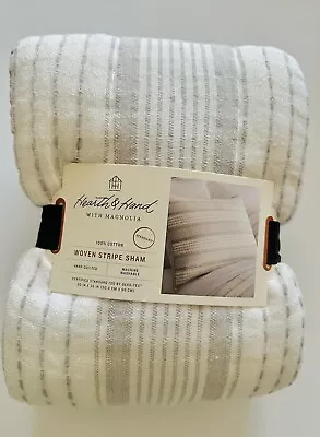 Hearth & Hand With Magnolia Standard Woven Stripes Pillow Sham - Jet Gray (NEW) • $19.99