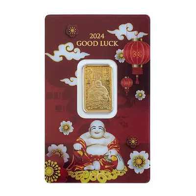 PAMP Suisse 5 Gram Good Luck Gold Bar - 2024 Lunar New Year Of Laughing Buddha • $795