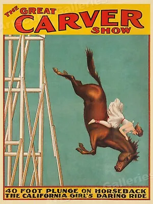 1920s “The Great Carver Show” Atlantic City Steel Pier Horse Diving Poster 20x28 • $28.58
