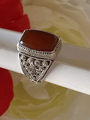 $8.99 • Buy Vintage Sterling Silver Filigree Carnelian Gemstone Ring - Size 5 - Beautiful!
