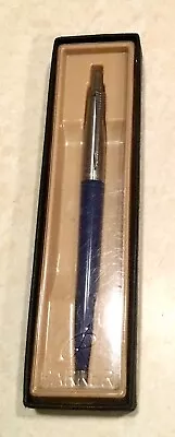 Vintage Dark Blue Parker Jotter Ball Point Pen Original Case Black Ink Made UK • $15