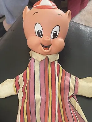 Vintage Porky Pig 1964 Rubber Face Mattel Hand Puppet Warner Bros.-Needs TLC 🐷 • $31