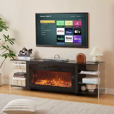 TV Stand With Fireplace With Power Port LED Display Media Entertainment Center • $154.69