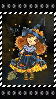 Fabric Panel Quilting Vintage Halloween Witch -24 X42  100% Cotton  • $11.99