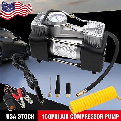 Heavy Duty 12V Portable 150PSI Car Tyre Auto Tire Inflator Pump Air Compressor • $29.82