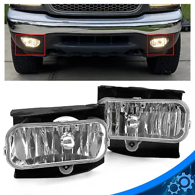 Pair Fog Lights Bumper Lamps Clear Lens Halogen For Ford F-150 F-250 1999-2004 • $58