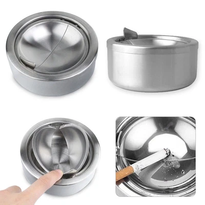 £6.31 • Buy Spinning Ashtray With Ashtray Lid Round Stainless Steel Cigarette Ash Collector