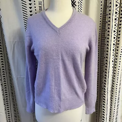 Vintage 90’s Women’s Lambswool Angora L V-neck Lavender Sweater Korea Cozy Soft • $17.99