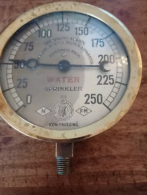 Vintage Brass Viking Fire Sprinkler Gauge • $20