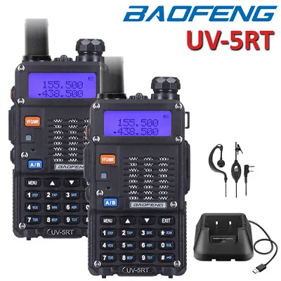 $59.99 • Buy 2x Baofeng UV-5RT VHF/UHF Dual Band 8W Walkie Talkies Long Range Two Way Radio