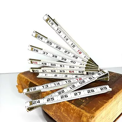 Lufkin Red End Folding Ruler Wood Metal White Model 068F Vintage Star Measuring • $12.90