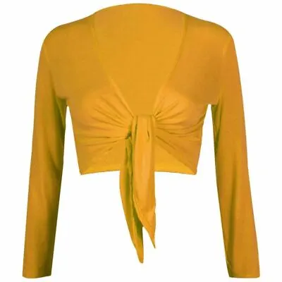 Ladies Womans Tie Up Crop Shrug Wrap Bolero Ladies Cardigan Top Sizes 8-26 • £5.97