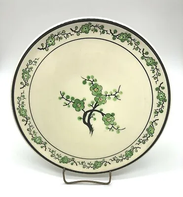 VINTAGE MORIYAMA GREEN CHERRY BLOSSOM SERVING PLATE.  About 1920’s From Japan • $32