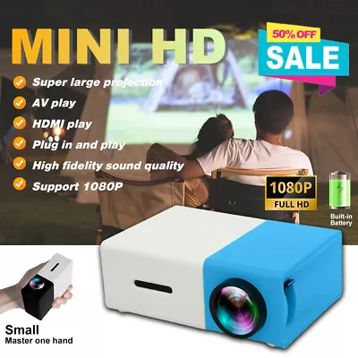 SALE 1080P Home Theater Cinema USB HDMI AV SD Mini Portable HD LED Projector UK • £28.24