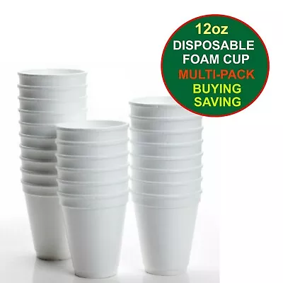 £6.99 • Buy White Foam Polystyrene Hot Drink Tea Disposable Cup Tea Coffee Party Size 12 Oz