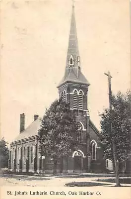 Oak Harbor Ohio Birds Eye View St. John's Lutheran Church Antique Pc ZD686061 • $11.75