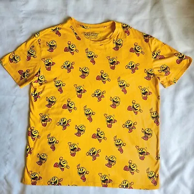 PAC-MAN Classic Retro Video Game Men's XL Graphic All Over Print Yellow T-Shirt • $5.95