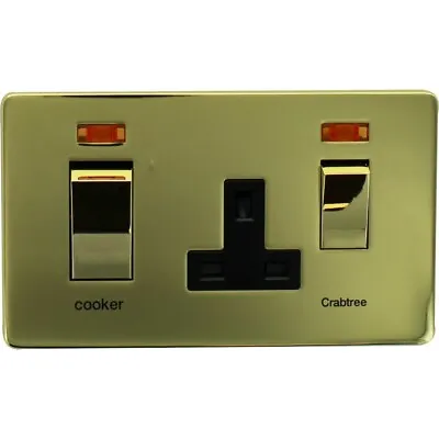 £4.95 • Buy Crabtree 7521/3PB 45A Screwless Switched Socket Cooker Control Unit, Brass