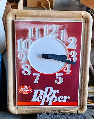 Vintage 1980s Dr Pepper Wall Clock Wood Grain Plastic Howard Company Working • $74