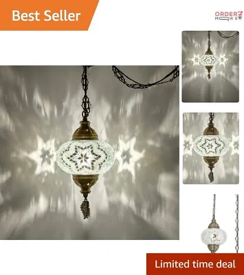 Turkish Moroccan Mosaic Swag Plug In Ceiling Pendant Light - 8 Colors 15ft Cord • $87.97