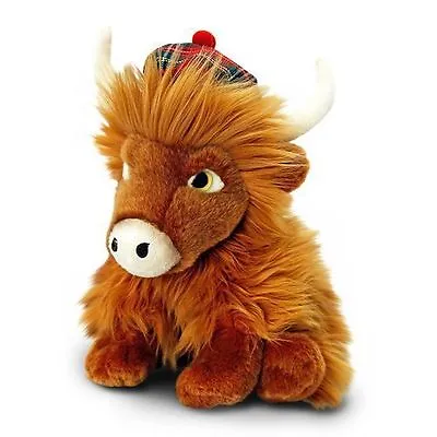 New Keel Toys Scottish Highland Cow & Tartan Hat Soft Plush Cuddly Toy • £16.95