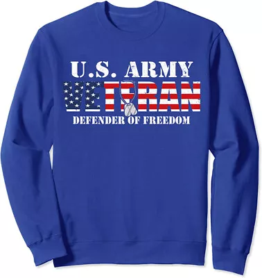 US Flag US Army Veteran Defender Of Freedom Military Unisex Crewneck Sweatshirt • $26.99