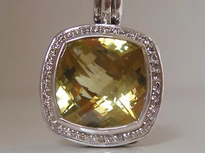 $1475 David Yurman Silver Albion Large Lemon Citrine Diamond Enhancer • $999.99