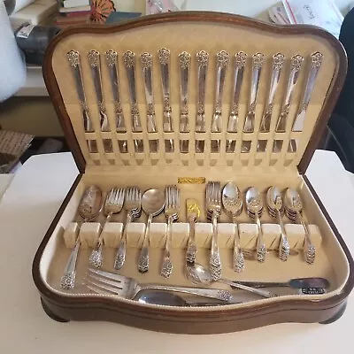 Vintage 83 Pc.  Silver Plate Flatware Set Wm Rogers April & Esquisite Patterns • $350