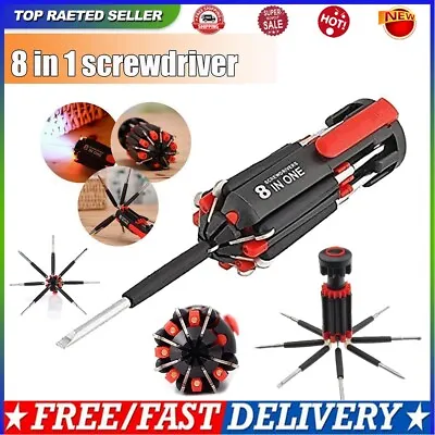 $9.82 • Buy 8 In 1 Multi Portable Screwdriver W/ 6 LED Torch Tools Light Up Flashlight US