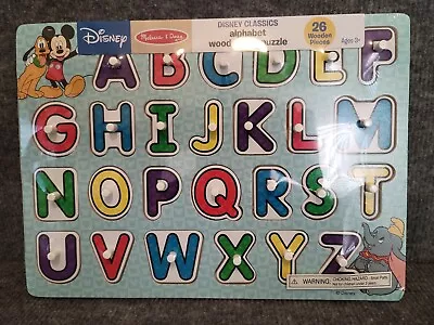 $20 • Buy Disney Melissa & Doug Alphabet Wooden Peg Puzzle 26 Pieces 
