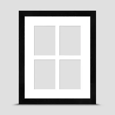 BLACK 10x8 PHOTO FRAME Incl ICE WHITE Mount For Four ACEO 3.5x2.5 PRINTS ART • £18.45