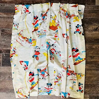 £49.02 • Buy 2 Sets Vintage Mickey Mouse Disney Curtains 4 Panels - 44x33 Each Goofy Pluto
