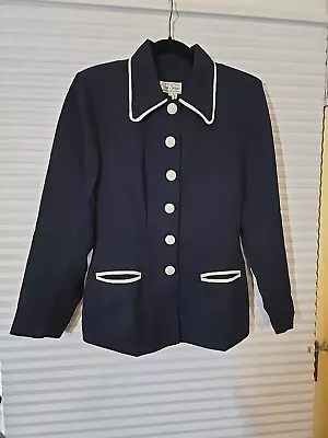 Via Spiga Navy Blue And Cream Blazer Size 10 • $24.99