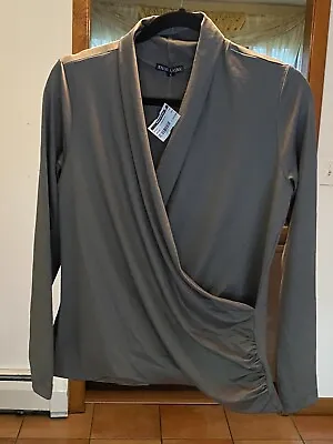 A’nue Ligne Gray Stretchy Tactel Blend Made In USA Top Sz L NWT New @ $120 • $39.99