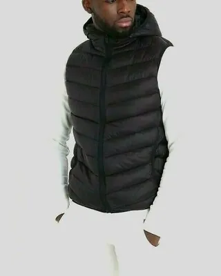 New Mens Sleeveless Quality GILET HOOD Body Warmer Puffer Quilted Padded Bomber • $21.14