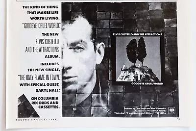 ELVIS COSTELLO GOODBYE CRUEL WORLD~1984 Lp Promo~Vtg Print Advert Ad Mini-Poster • $7.99