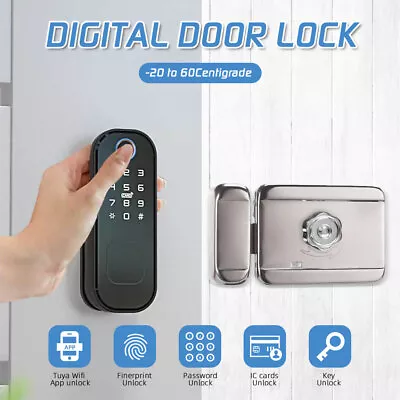 Electronic Smart Door Lock WiFi APP Fingerprint Card Password Key Home Security • £59.99