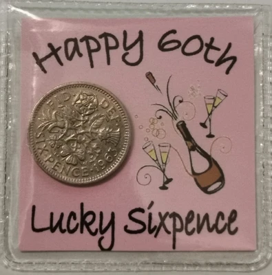 £2.99 • Buy 60th Birthday Lucky Sixpence Gift* 1963 Coin For 2023* *Pink Champagne Design*