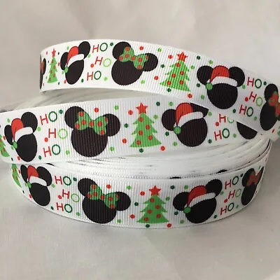 Yard Disney Mickey Minnie Mouse Christmas  Grosgrain Ribbon  Craft Cake Bow • £1.10