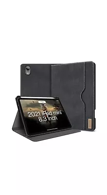 DTH-PANDA IPad Mini 6 2021 PU Leather Case Crow Black Sleep/Awake + Pen Holder • £14.99