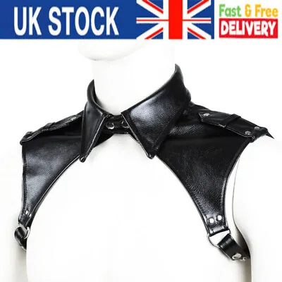 Male PU Leather Chest Body Harness Shoulder Straps Costume Clubwear Cosplay SM • £14.99