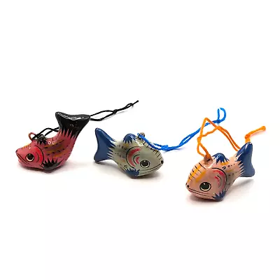 Talavera Fish Ornaments Miniature Colorful Folk Art VTG Mexican Pottery Lot Of 3 • $19.95