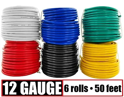$29.95 • Buy 12 Gauge 12v Automotive Remote Wire Primary Cable CCA - 6 Rolls - 50 Feet Each
