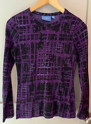 Simply Vera Vera Wang Shirt Sz XS Purple Black Long Sleeve Casual Abstract • $12