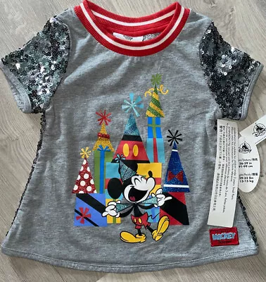 *Disney.....Girls XXS.....Disneyland Mickey Mouse Sequin Birthday Shirt • $11.98