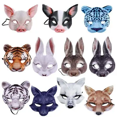 Costume Masks Fox Pig Rabbit Tiger Animal Mask Kids Costume White Brown Black • £10.66
