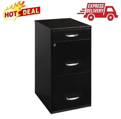 Filing Cabinet 18 W 3-Drawer Organizer File Heavy Duty Office Black NEW • $71.99